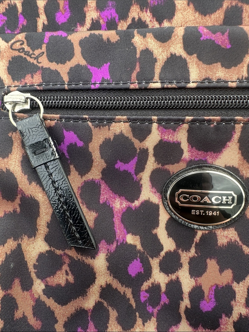 Coach Leopard Print Crossbody Bag in Purple and Brown - Picture 4 of 11